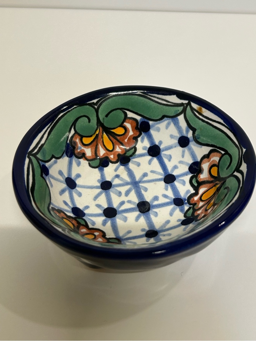 Vintage Mexico Hand Painted Little Cache Trinket Dish